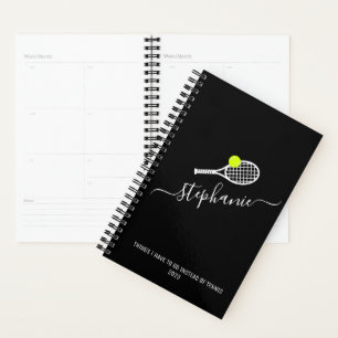 Agenda Monograma de raqueta de tenis personalizado sin fe