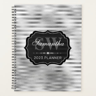 Agenda Monograma de rayas de lámina con gradiente de plat