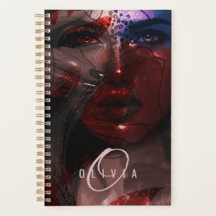 Agenda Monograma de retrato artístico de mujer bohemia