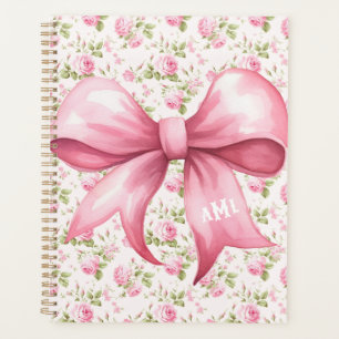 Agenda Monograma de Rosa de algodón de vaca rosa