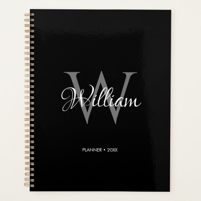 Agenda Monograma de script inicial personalizado por pers (Anverso)