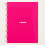 Agenda Monograma de texto de nombre personalizado de fuch<br><div class="desc">Minimalista moderno fucsia rosa caliente y blanco personalizado año,  nombre,  texto,  iniciales o monograma personalizado Planner. Personalizable de texto blanco sobre fondo de color sólido rosa claro.</div>