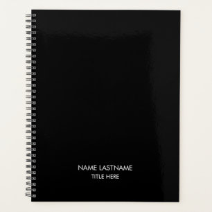 Agenda monograma de texto de nombre personalizado en blan