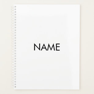 Agenda monograma de texto de nombre personalizado en blan