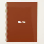 Agenda Monograma de texto simple y moderno con nombre per<br><div class="desc">Minimalista año moderno de terracota y blanco personalizado,  nombre,  texto,  iniciales o monograma simple y personalizado Planner. Personalizable de texto blanco sobre fondo de color sólido plano de terracota.</div>