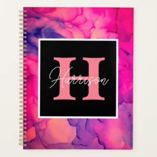 Agenda Monograma de tinta de alcohol rosado para ella