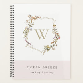 Agenda Monograma del Escudo Dusky Rubor Pink Wildflower