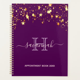 Agenda Monograma del libro de citas de estrellas moradas