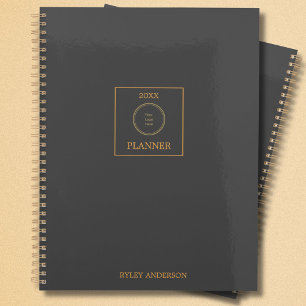 Agenda Monograma del logotipo comercial Gris y Gold