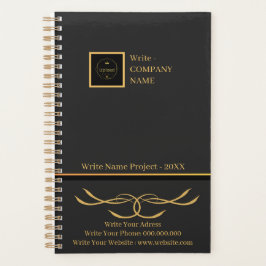 Agenda Monograma del logotipo de la Compañía Negra y Oro 