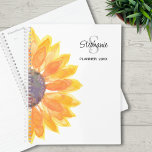 Agenda Monograma del nombre del girasol 2024<br><div class="desc">Este planificador floral está decorado con un girasol acuático amarillo. Personalizable fácil con su monograma,  nombre y año. Acuarela original © Michele Davies.</div>