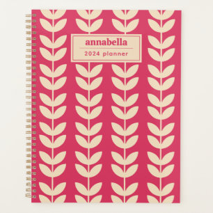 Agenda Monograma del patrón de hojas de personalizado ret