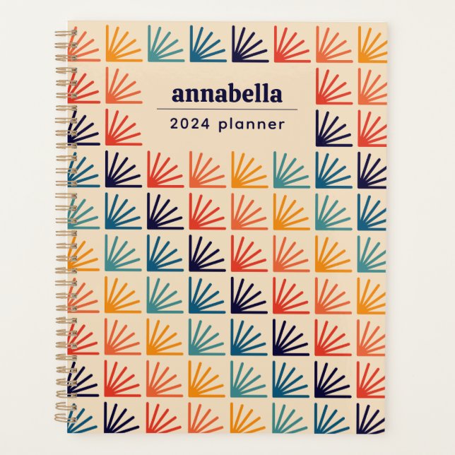 Agenda Monograma del patrón moderno del arco iris a media (Anverso)