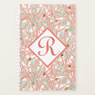 Agenda Monograma del Personalizado Beach Coral Seashells