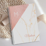 Agenda Monograma del Purpurina de mármol rosa Girly<br><div class="desc">Un diseño de Purpurina de Mármol Rosa decora esta cubierta del planificador y se puede personalizar con su nombre y su nombre inicial. Coincidiendo. Ver nuestra línea completa de productos en nuestra tienda Zazzle.</div>