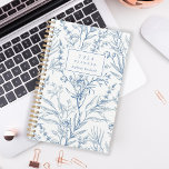 Agenda Monograma Delicate Blue Floral Pattern 2024<br><div class="desc">Personalice este planificador con su nombre en cursiva azul enmarcado por un rectángulo blanco,  sobre un delicado patrón botánico de flores de arte de línea azul y follaje sobre un fondo blanco.</div>