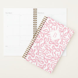 Agenda Monograma Ditsy Preppy Pink Bow