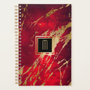 Agenda Monograma dorado de mármol rojo