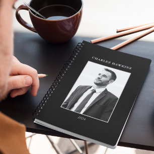 Agenda Monograma elegante de fotografía de hombre de nego