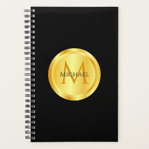 Agenda Monograma elegante de oro negro modelo moderno