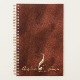 Agenda Monograma elegante de perro galgo en cobre y oro