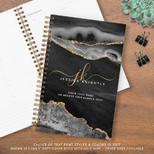 Agenda Monograma elegante del Purpurina de oro del Agate