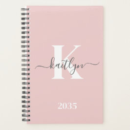 Agenda Monograma elegante en rosa y gris