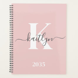 Agenda Monograma elegante en rosa y gris