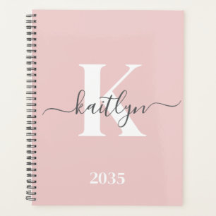 Agenda Monograma elegante en rosa y gris