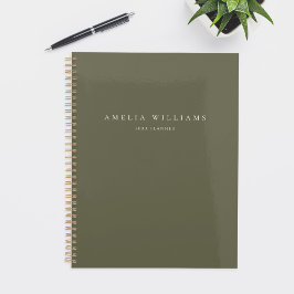 Agenda Monograma elegante minimalista en verde oliva
