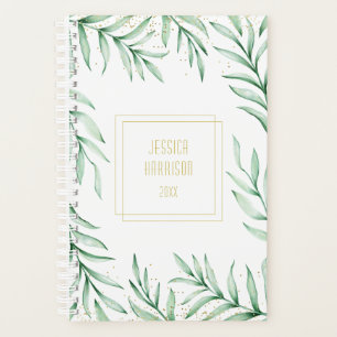 Agenda Monograma Elegante Vegetación Hojas de Agua Pequeñ