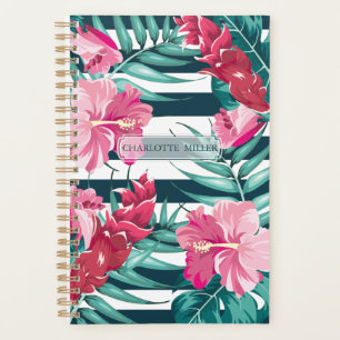 Agenda Monograma exótico Verano a rayas florales