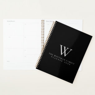 Agenda Monograma familiar moderno gris negro