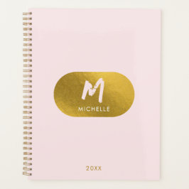 Agenda Monograma femenino de Moda de oro rosa Rubor