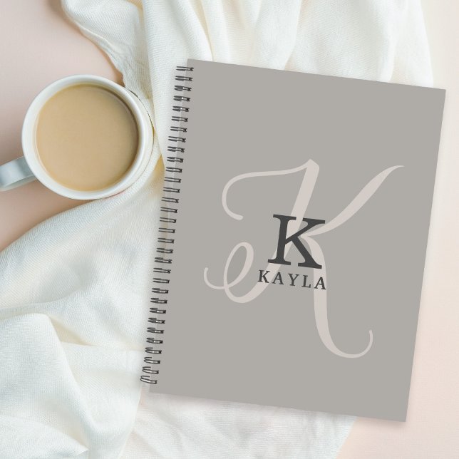 Agenda Monograma femenino elegante sobre fondo neutral (Subido por el creador)