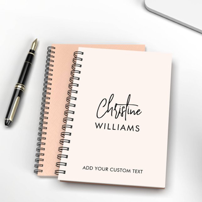 Agenda Monograma Firma manuscrita Rubor rosa (MONOGRAMMED PLANNER WITH SIGNATURE SCRIPT AND CUSTOM TEXT )