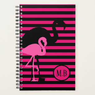 Agenda Monograma Flamingo Black and Pink Stripes de Guay