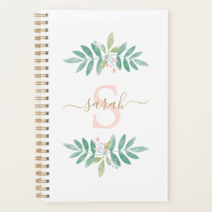 Agenda Monograma floral acuarela