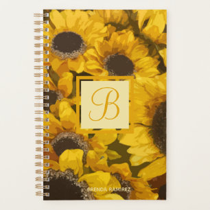 Agenda Monograma floral amarillo dorado girasol color agu