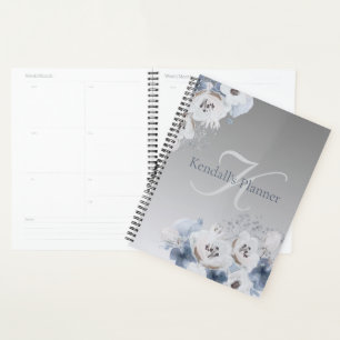 Agenda Monograma floral de acuarela de invierno personali