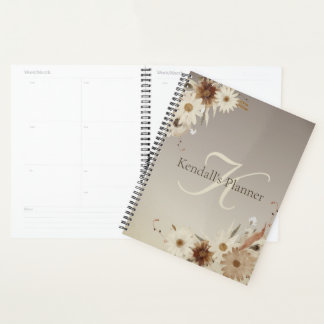 Agenda Monograma floral de acuarela de otoño personalizad
