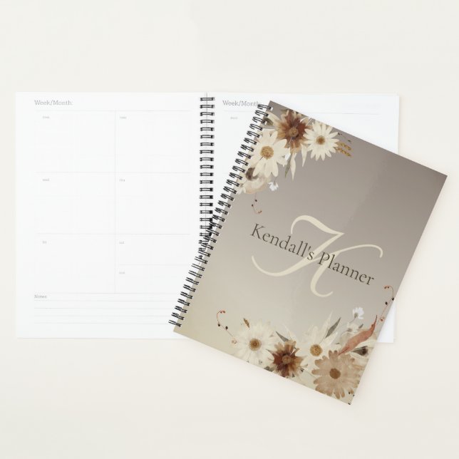 Agenda Monograma floral de acuarela de otoño personalizad (Demostración)