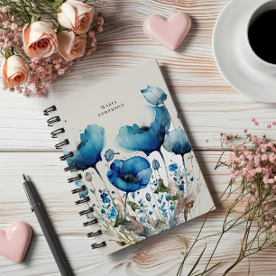 Agenda Monograma Floral de amapola azul