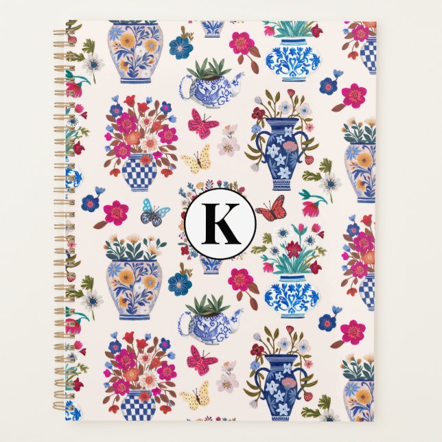 Agenda Monograma floral de chinoiserie (Anverso)
