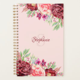 Agenda Monograma floral de color de agua de Rubor en Borg
