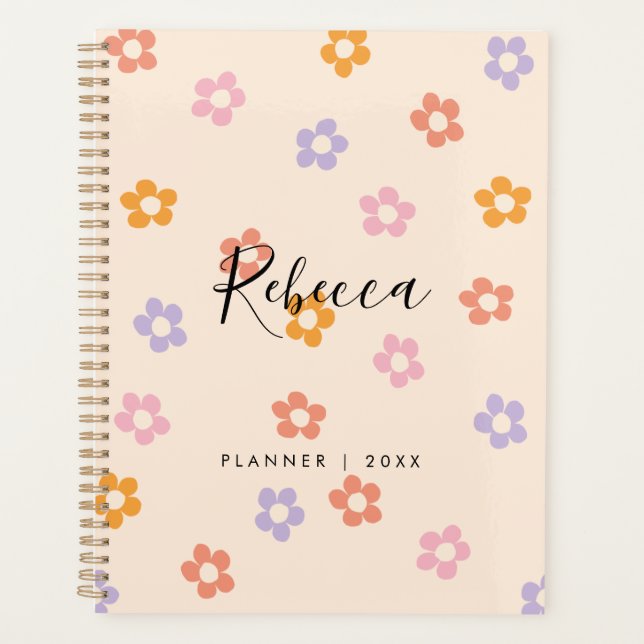 Agenda Monograma Floral de escritura personalizada modern (Anverso)
