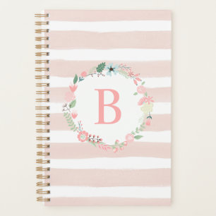 Agenda Monograma floral de país rosa