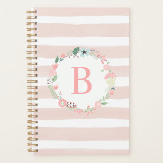 Agenda Monograma floral de país rosa