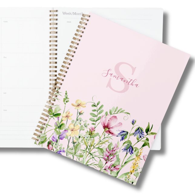 Agenda Monograma floral rosa (Subido por el creador)