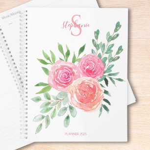 Agenda Monograma Floral rosa
